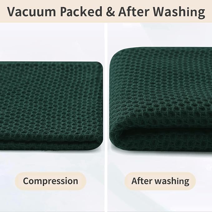 Homaxy 100% Cotton Kitchen Towels and Dishcloths Set, 12 x 12 Inches and 13 x 28 Inches, Set of 8 Bulk Kitchen Towels Set, Ultra Soft Absorbent Dish Cloths for Washing Dishes, Blackish Green