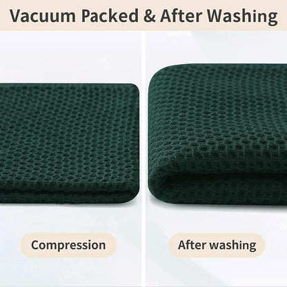 Homaxy 100% Cotton Kitchen Towels and Dishcloths Set, 12 x 12 Inches and 13 x 28 Inches, Set of 10 Bulk Kitchen Towels Set, Ultra Soft Absorbent Dish Cloths for Washing Dishes, Blackish Green