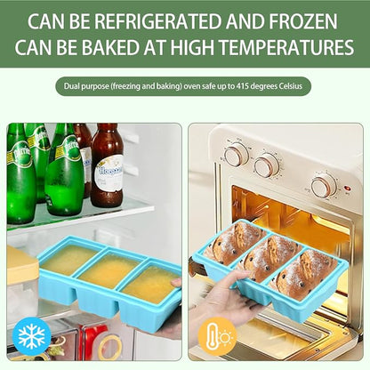 2 Pack Silicone Freezer Molds With Lids,1.5 Cup Silicone Freezer Tray With Lids for Easy Meal Prep Container and Kitchen Storage Solution Perfect for Storing Soup, Sauces, Leftovers and More