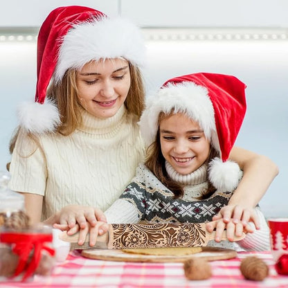Embossed Wooden Rolling Pin for Baking,Evermarket Deep Engraved Embossing Rolling Pin with Christmas Snowflake Flower Design for Baking Embossed Cookies,Cute Kitchen Decor DIY Tool for Adults