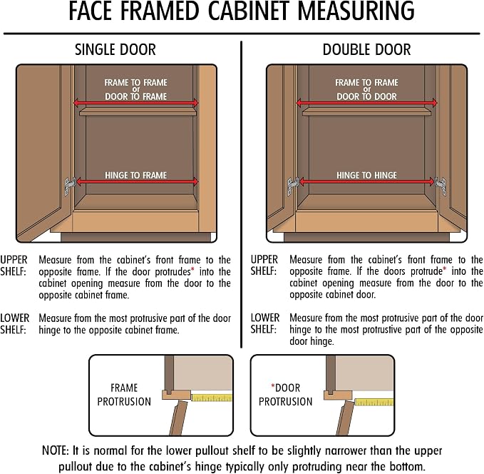 Sliding Pull-Out Shelf for Cabinets (Kitchen Cupboards, Pantry Drawers, Bathroom Storage etc.) 2 3/8" Tall - 21 3/4" Deep - Full-Extension Slides & Base Mounting - Clear Opening Width: (17")