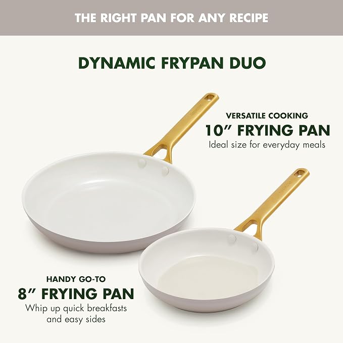 GreenPan Nonstick Reserve Pro 10” & 12” Frying Pan Set, NSF Certified Ceramic, Hard Anodized PFAS-Free Skillets, Stainless Steel Handles, Oven & Dishwasher Safe, Oyster Gray