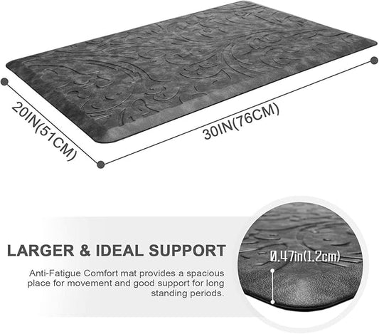 KMAT Kitchen Mat Cushioned Anti-Fatigue Floor Mat Waterproof Non-Slip Standing Mat Ergonomic Comfort Floor Mat Rug for Home,Office,Sink,Laundry,Desk 30"(L) x 20"(W),Grey