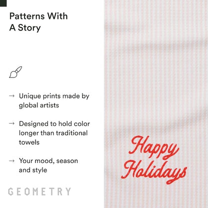 GEOMETRY Christmas Kitchen Towels - Quick Dry Microfiber Cloth Dish Towels for Kitchen Drying - Premium Quick Dry Towel - Seasons Stripes
