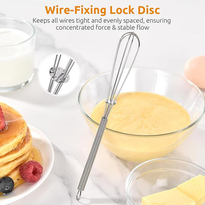 U-Taste 7" Mini Whisk for Cooking: 18/8 Stainless Steel Small Metal Kitchen Wisk, Tiny Hand Mixing Tool for Coffee, Egg, Sauce, 6-Wires Compact Head for Baking, Beating in Bowl, Mug, Jar (Set of 2)
