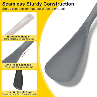 Beijiyi Silicine Cooking Spoons for Nonstick Cookwares, 3 Pack, 12.6 in | Sturdy, BPA-Free, Heat Resistant, One-Piece, Multifunction Spatula Spoon, Great for Cooking, Serving, Scooping, and Stirring