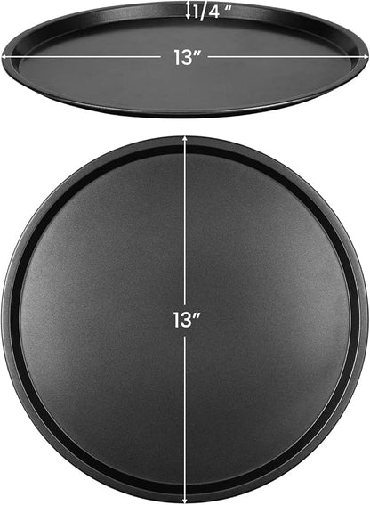 DecorRack 13 Inch Carbon Steel Pizza Pan, [Premium] Non-Stick Coating, Commercial Grade, Serving Tray, Heavy Duty Round Baking Tray for Oven Use (1 Pack)