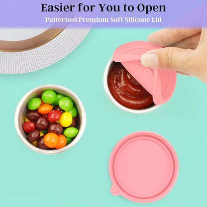 Qukaka 6x2.7 Oz Salad Dressing Container to Go,Handy Leakproof Stainless Steel Meal Prep Containers Reusable,Sauce Containers for Lunch Box, Picnics, Travel, Office and Kitchen Storage-Pink