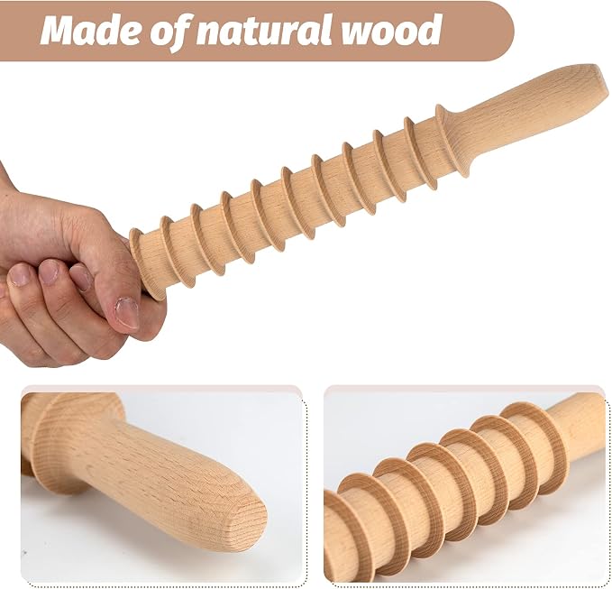 Beech Wood 14mm Pappardelle Pasta Cutter Noodle Lattice Roller Docker Dough Cutter Wooden Rolling Pin Spaghetti Pasta Maker Beechwood Noodle Cutter Rolling Pin Kitchen Cooking Tools