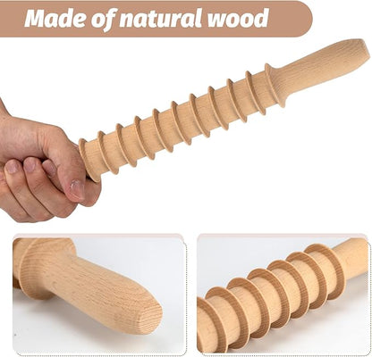 Beech Wood 14mm Pappardelle Pasta Cutter Noodle Lattice Roller Docker Dough Cutter Wooden Rolling Pin Spaghetti Pasta Maker Beechwood Noodle Cutter Rolling Pin Kitchen Cooking Tools