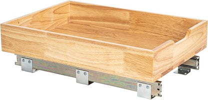 Household Essentials Natural Wood and Steel Pull-Out Organizer with Rustic Brushed Finish
