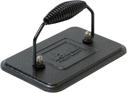 Lodge Pre-Seasoned Cast Iron Grill Press with Cool-Grip Spiral Handle, 4.5 inch X 6.75 inch, Black