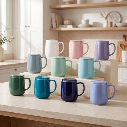 Sweese 20 OZ Porcelain Tea Mug with Infuser and Lid, Loose Leaf Tea Cup, Gifts for Tea Lover - Turquoise