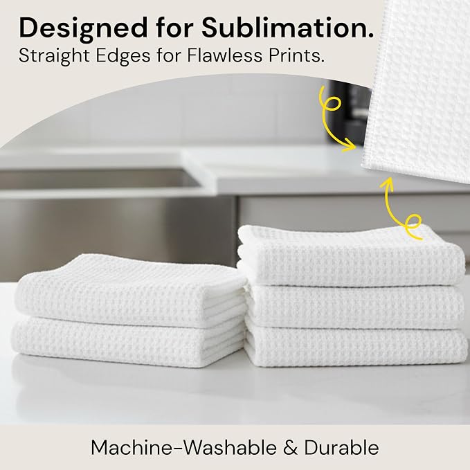 Microfiber Wholesale Sublimation Blanks Towels 16x16 - Premium Waffle Weave Microfiber Towels for Kitchen - Polyester Blanks for Kitchen or Craft Use - Bulk Pack of 198