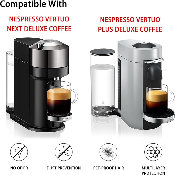 Dust Cover Compatible with Nespresso Vertuo Next Deluxe Coffee, Nespresso Vertuo Plus Deluxe Coffee, The Pearl Cotton Inside Enhances Protection of The Machine -Dark Grey