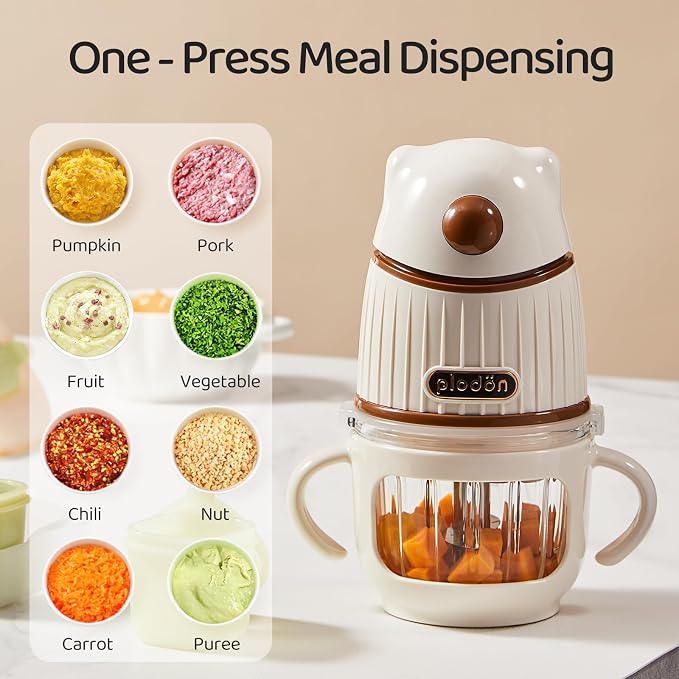 Baby Food Maker Set with 316 Steel Blades & Glass Bowl, White Baby Food Blender with A Feeding Spoon, A Bib, 4 Separate Food Ice Cube Trays and Two 7oz Food Storage