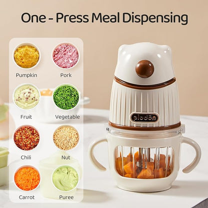 Baby Food Maker Set with 316 Steel Blades & Glass Bowl, White Baby Food Blender with A Feeding Spoon, A Bib, 4 Separate Food Ice Cube Trays and Two 7oz Food Storage