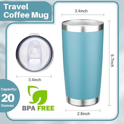 20oz Tumbler with Lid Double Wall Vacuum Insulated Travel Coffee Mug Stainless Steel Thermal Cup Powder Coated Sturdy Coffee Tumbler Bulk for Hot and Cold Beverages (Multicolor-2,6)