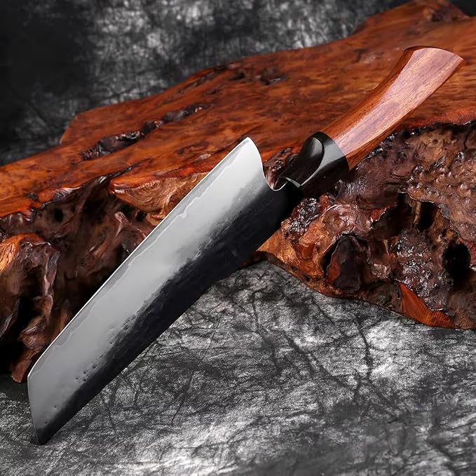 XITUO 7 Inch Nakiri Knife, Japanese Vegetable Cleaver with Ebony Sandalwood Handle, Triple-Layered High Carbon Stainless Steel, Ultra Sharp Professional Chef Knife for Chopping & Slicing