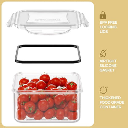 HOMETALL 50-Piece Food Storage Containers with Lids (25 Containers & 25 Lids), Airtight Reusable Meal Prep Containers for Lunch, Plastic Kitchen Storage Containers with Labels & Marker Pen