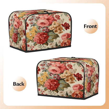 2 Slice Flower Peony Colorful Vintage Toaster Cover Waterproof Dust Fingerprint Bread Machine Cover Washable Kitchen Appliance Protector For Home Kitchen Bakeware Table Decor Women Gifts