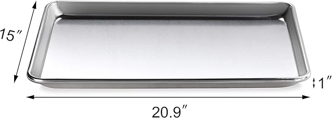 New Star Foodservice Commercial-Grade 18-Gauge Aluminum Sheet Pan/Bun Pan, Two Thirds Size, 15 x 21 x 1 in