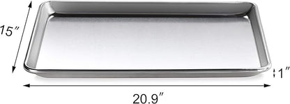 New Star Foodservice Commercial-Grade 18-Gauge Aluminum Sheet Pan/Bun Pan, Two Thirds Size, 15 x 21 x 1 in