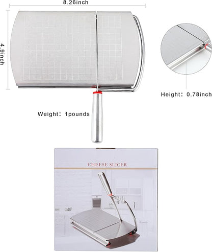 Faat3Coi4 Cheese Slicer with Blade for Block Cheese, Handheld Cheese Cutter Board, Stainless Steel Cheese Cutting Board for Block Cheese, Butter, Sausages, Fruits Kitchen Gadget