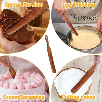 11Inch Skinny Wooden Spurtle Spatula Sourdough Mixer Bread Stirring Spatula Wood Utensil Tool Flat Stirring Stick Bread Spatulas for Dough Cooking Spreading Baking Whisking Mixing Jar Scraping