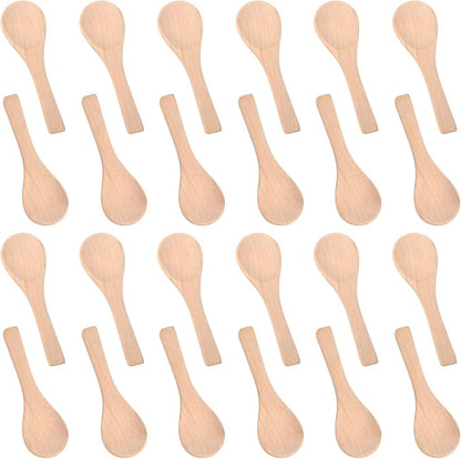 Boao 24 Pcs Small Wooden Spoons, 3.5'' L, Mini Wood Natural Tiny Spoons Wooden Little Teaspoons for Jars Sugar Creamer Honey Spices Salt Kitchen Supplies (Light Wood)