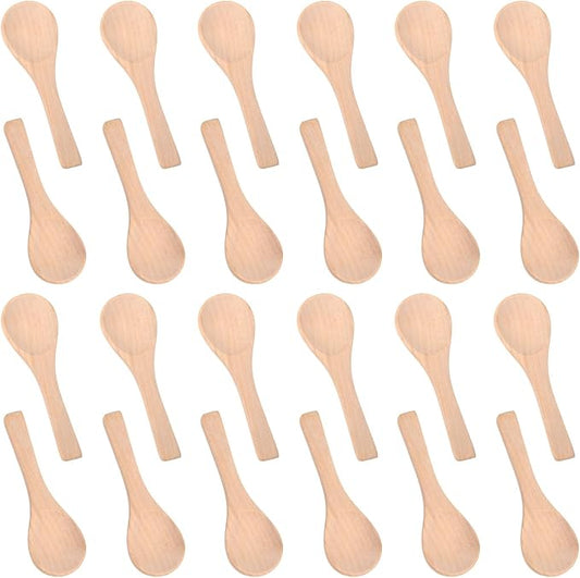 Boao 24 Pcs Small Wooden Spoons, 3.5'' L, Mini Wood Natural Tiny Spoons Wooden Little Teaspoons for Jars Sugar Creamer Honey Spices Salt Kitchen Supplies (Light Wood)