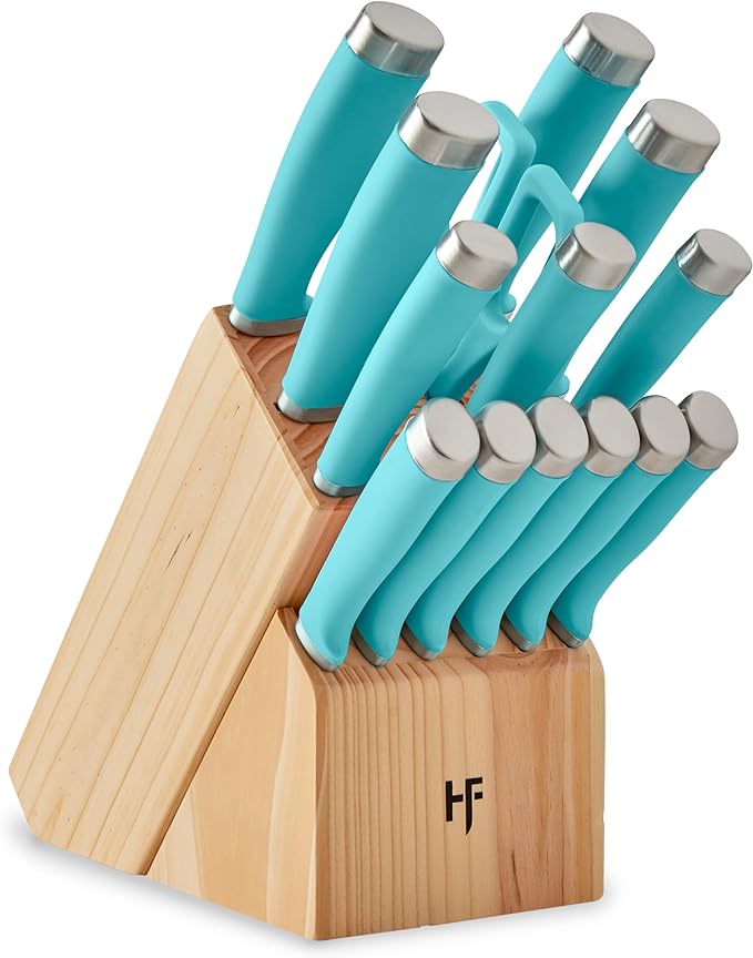 Hampton Forge Epicure True Aqua Knife Block Set, 15 Piece