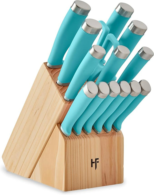 Hampton Forge Epicure True Aqua Knife Block Set, 15 Piece