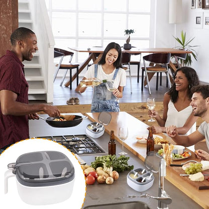 Seasoning Box with Lid and Spoon, 4 Compartment Spice Pots with Handle, Home Kitchen Condiment Jars for Sugar Salt Pepper