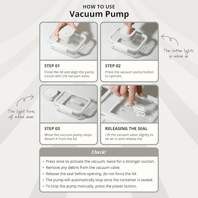 Neoflam Vacu Seal 13-Piece Vacuum Food Storage Set – Borosilicate Glass with Vacuum Pump | Airtight Stackable Containers with Steam-Valve Lids | Oven Freezer Dishwasher Microwave Compatible