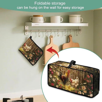 Farm Chicken Toaster Cover 2 Slice Dustproof Protective Cover for Toaster 2 Slice Long Slot, Water-Resistant Thin Dust Covers for Kitchen Appliances