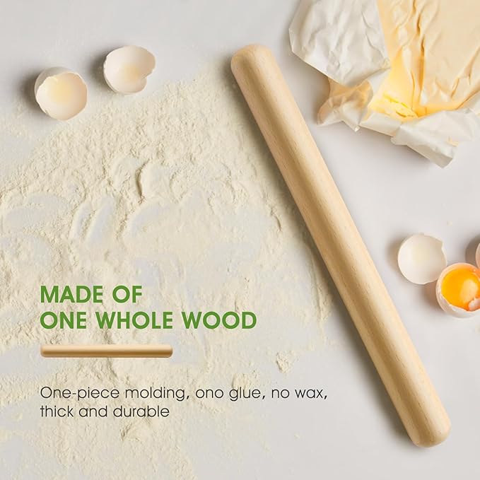 LorisArm 11.5-inch Wooden Rolling Pin for Baking, French Wood Rolling Pin Wood Kitchen Dough Roller for Fondant, Pizza, Pie, Cookie and Pastry