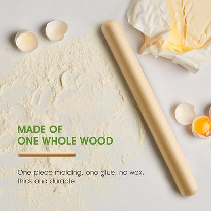 LorisArm 11.5-inch Wooden Rolling Pin for Baking, French Wood Rolling Pin Wood Kitchen Dough Roller for Fondant, Pizza, Pie, Cookie and Pastry