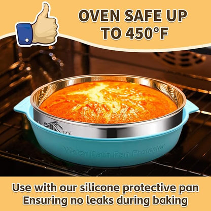 4, 7, 9 Inches Springform Pan Set of 3 - 304 Stainless Steel Nonstick Springform Cake Pan Set with Removable Bottom, 10 Inch Leakproof Silicone Cheesecake Pan Protector with 60 Pcs Parchment Paper