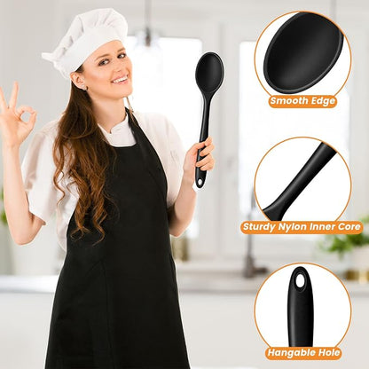 HAKSEN Silicone Spoons for Cooking, 4PCS 10.8 Inch Nonstick Kitchen Serving Spoons, Heat Resistant Silicone Cooking Utensils Set for Stirring, Mixing, Baking, House Warming Gifts & Stocking Stuffers