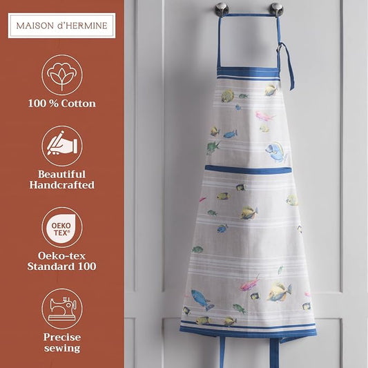Maison d' Hermine 100% Cotton Apron for women with Pocket Kitchen Chef Apron for Men Cooking Spring Summer