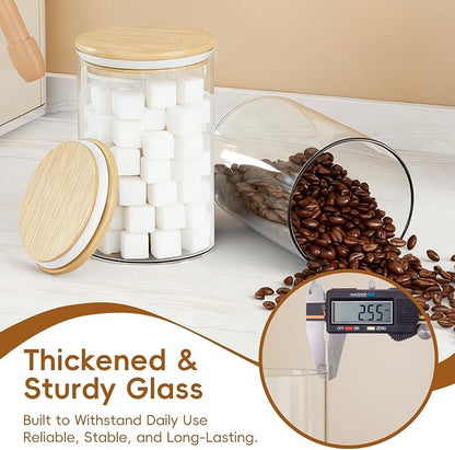 Glass Food Storage Containers with Lids,6-Pack Pantry Storage Canisters Set,32 Ounces Kitchen Jars for Flour,Sugar,Salt,Coffee Beans,Cereal,Spice,Creamer & Overnight Oats