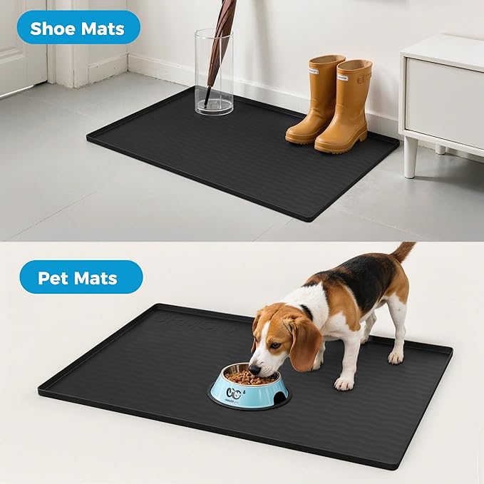 URMONA 34'' x 22'' Waterproof Silicone Under Sink Mat Cabinet and Counter Protector, Shelf Liner for Kitchen and Bathroom, Storage and Organizers, Litter Mat, Pet Cat Puppy Essentials(Onyx)