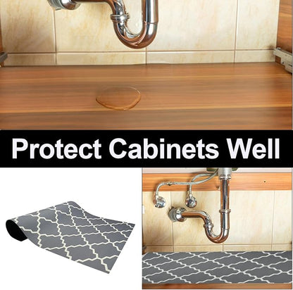 AiBOB Waterproof Under Sink Mat, Absorbent Quick Dry Sink Liners Protect Cabinets, Durable Shelf Liners, Slip Resistant and Non-Adhesive, 24X68 Grey
