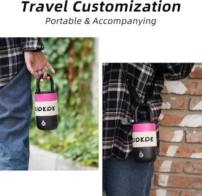BJPKPK Insulated Stainless Steel Tumbler Cups 13oz Travel Coffee Mug With Lid And Handle,Pink And Black