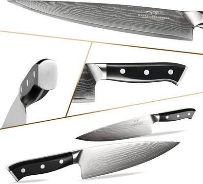 Knife Block Set, 18-Piece Damascus Kitchen Knife Sets with VG10 Core Blades, 67-Layer Damascus Steel, ABS Ergonomic Handle, Compact Knife Block Design, Suitable for Placement in Small Spaces