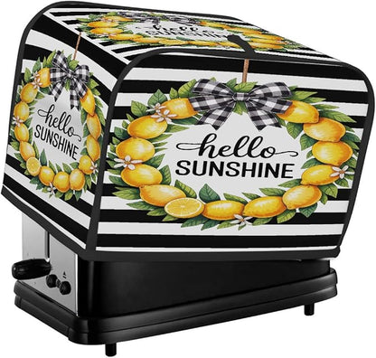 4 Slice Lemon Summer Yellow Toaster Cover Waterproof Dust Fingerprint Bread Machine Cover Washable Kitchen Appliance Protector For Home Kitchen Bakeware Table Decor Women Gifts