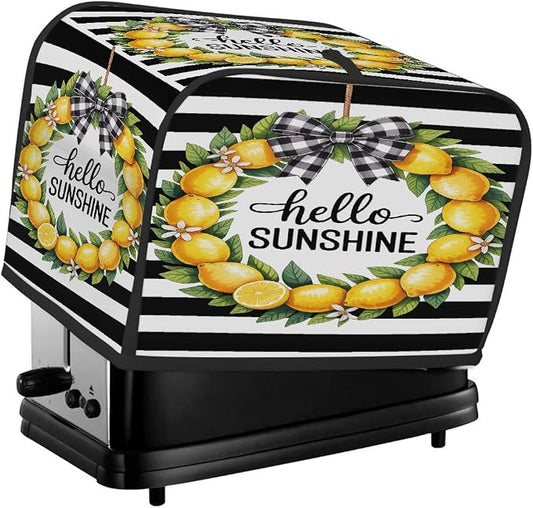 4 Slice Lemon Summer Yellow Toaster Cover Waterproof Dust Fingerprint Bread Machine Cover Washable Kitchen Appliance Protector For Home Kitchen Bakeware Table Decor Women Gifts