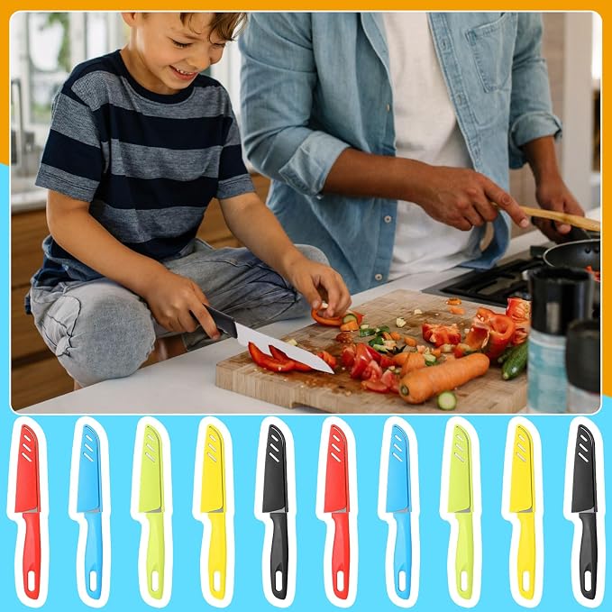 Lothee 20 Pcs Paring Knife Bulk, 5 Colors Fruit & Vegetable Knife, Stainless Steel, Ultra Sharp, Plastic Handle, 3.94 Inches