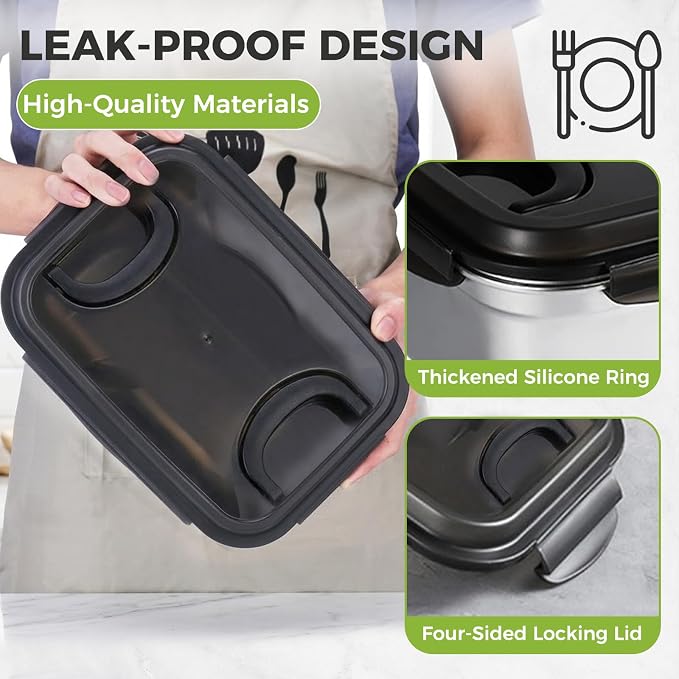 Stainless Steel Food Storage Container – 7500 ML / 254 oz / 32 Cup Large Airtight Meal Prep Container for Roasting Turkey, Chicken, Casserole, Fruits & Parties